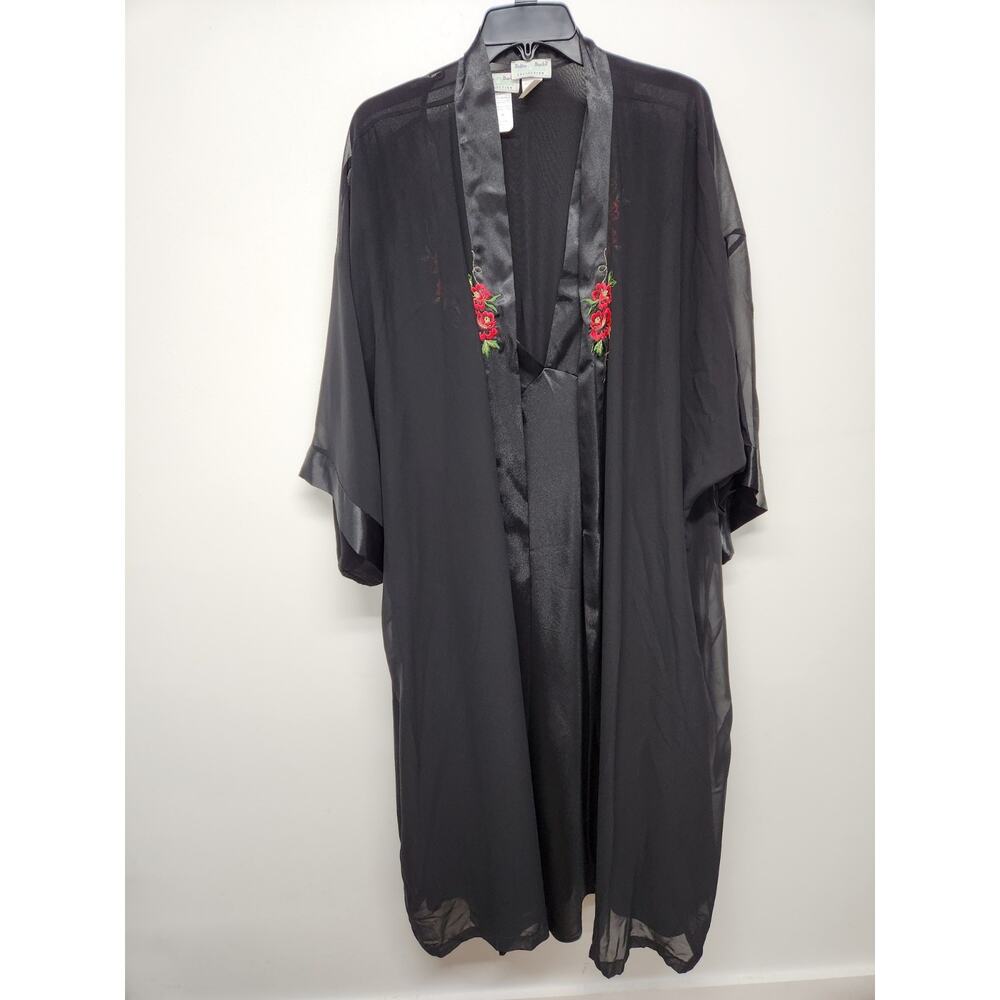 Vintage Delta Burke Collection Women's Robe/Nightgown Set, Size 3X, In Black